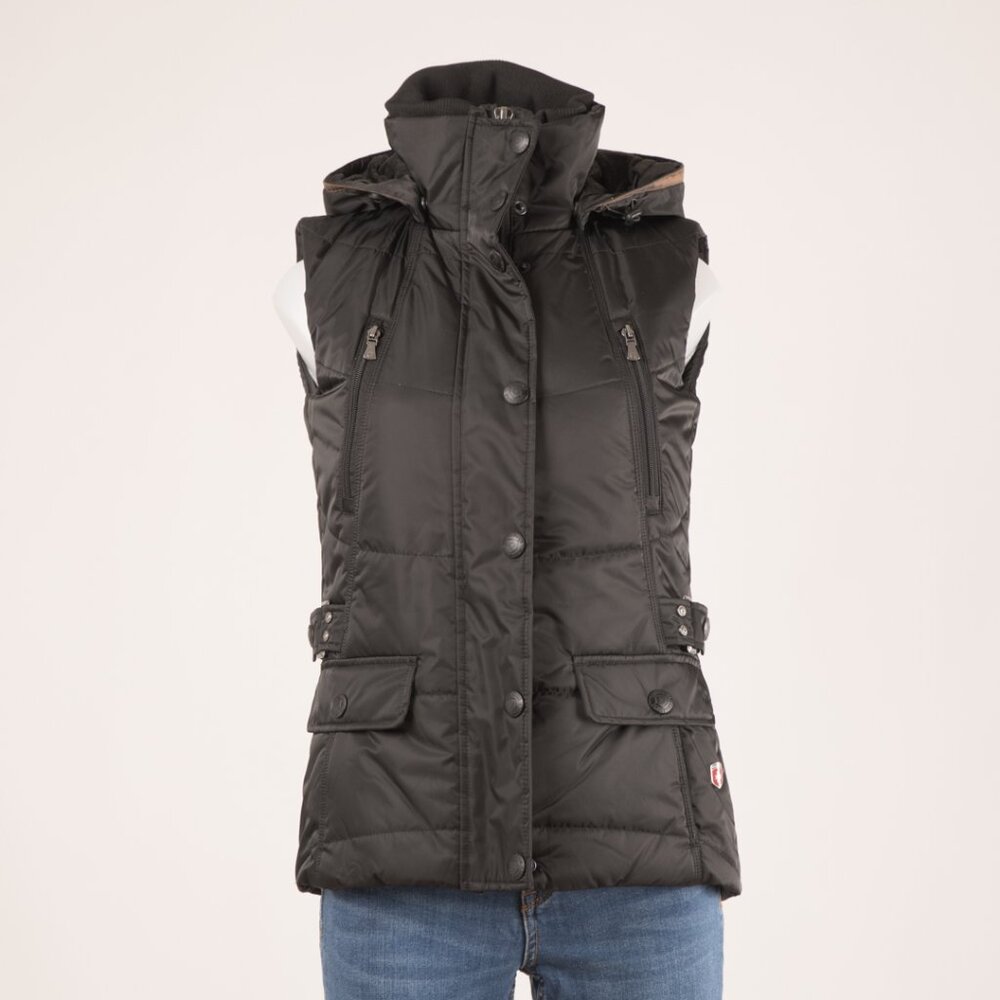 Wellensteyn Black Quilted Utility Vest with Hood – XS